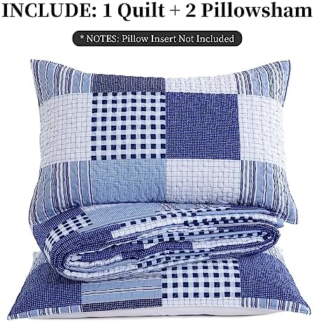 HOMBYS Oversized Plaid Quilt Set with Pillow Shams