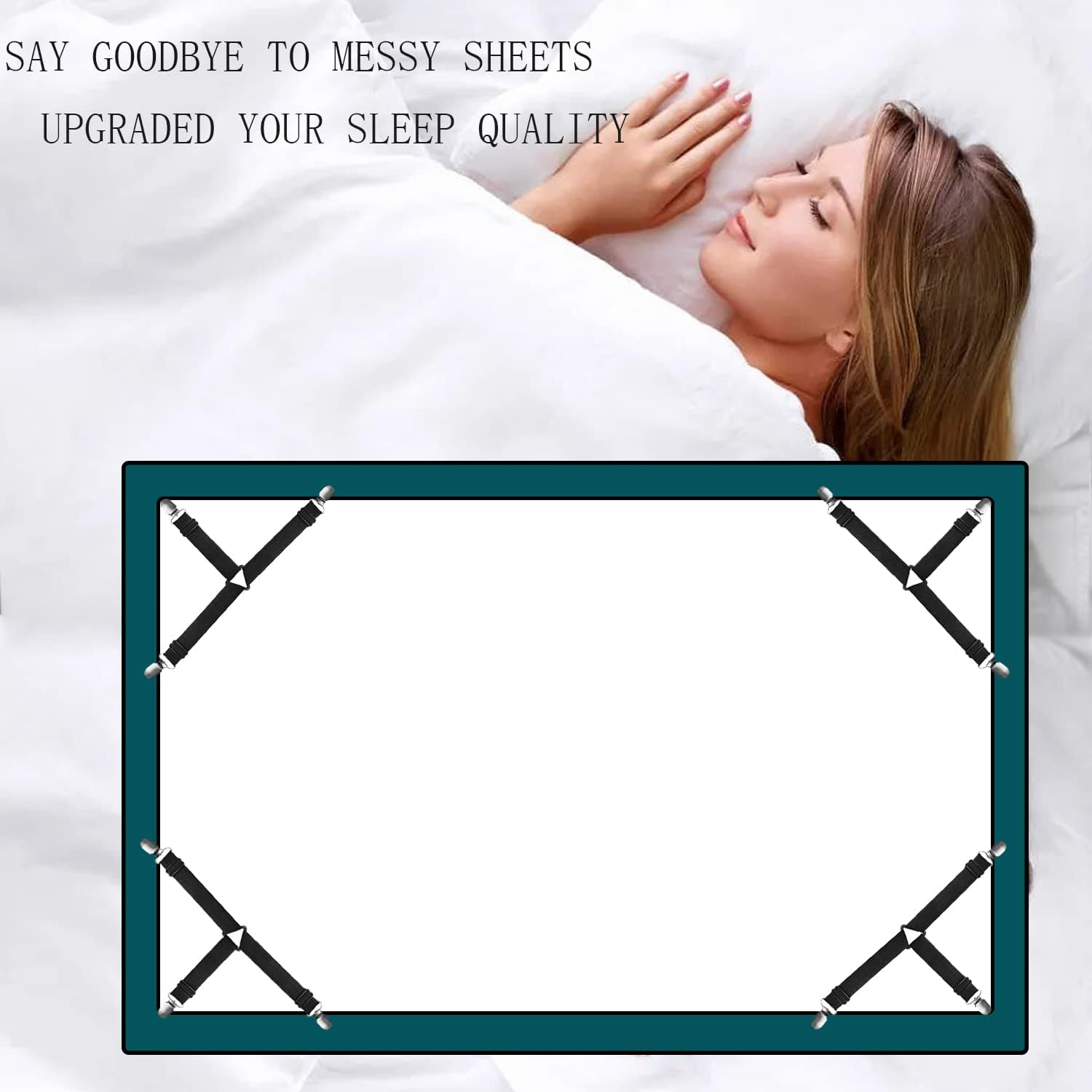 Resdenio 4Pcs Adjustable Elastic Sheet Fasteners
