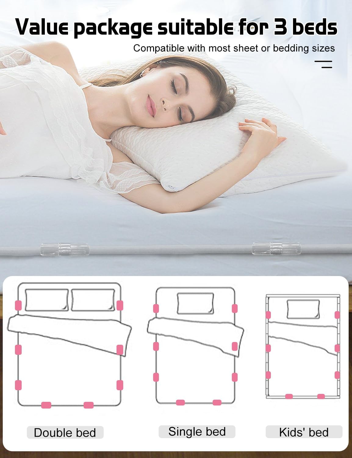 Fizzest Sheet Clips for 3 Beds 24 Straps and Clips Included