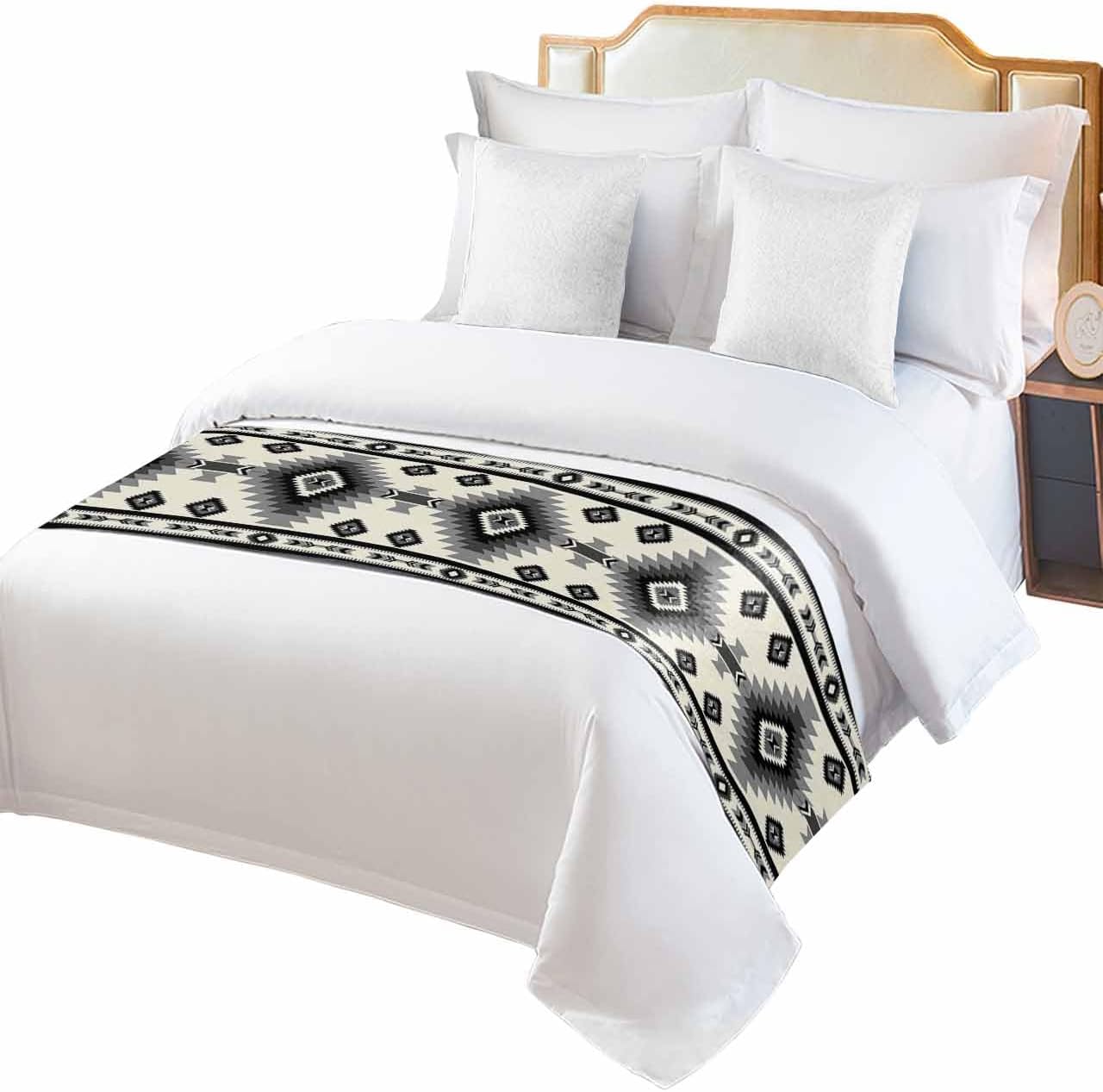 Homechoid Beige Black Southwest Bed Runner for Cal King Bed