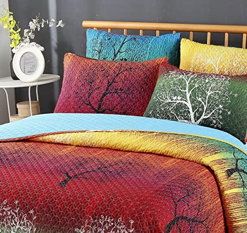 Swanson Beddings Rainbow Tree 5 Piece Quilt Set Queen