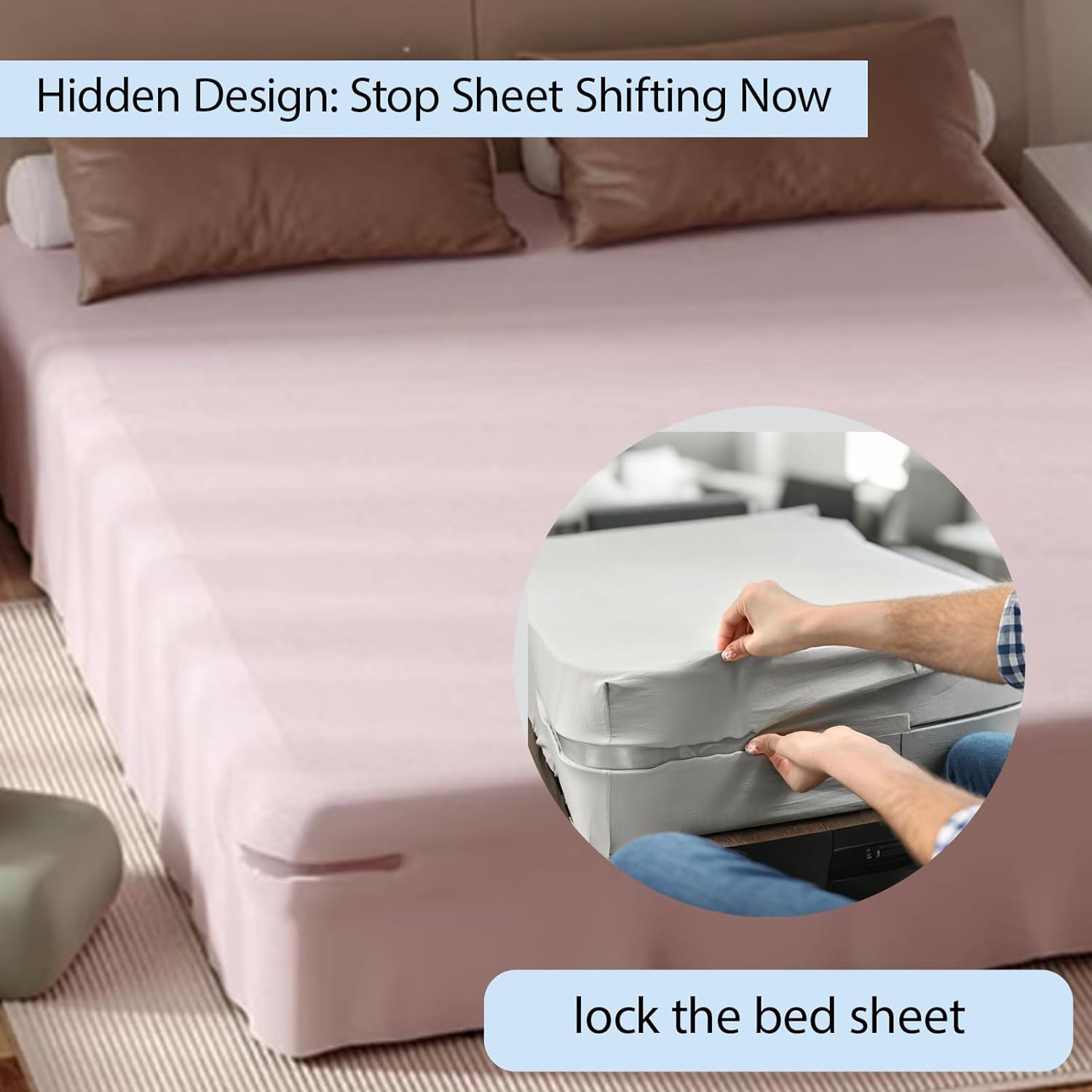 Veroral Bed Sheet Holder Lock Strips 4 Pack - Grey