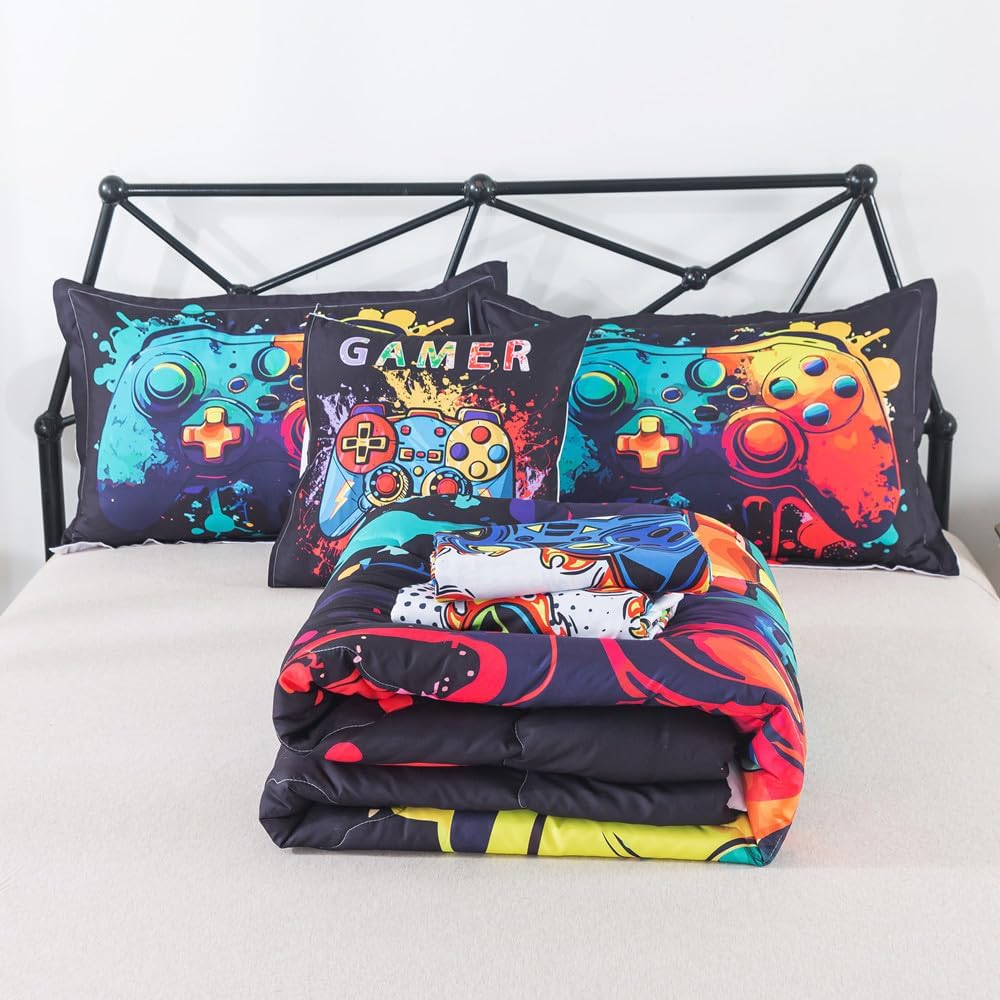 ADASMILE A S Gaming Comforter Set for Kids 6 Piece