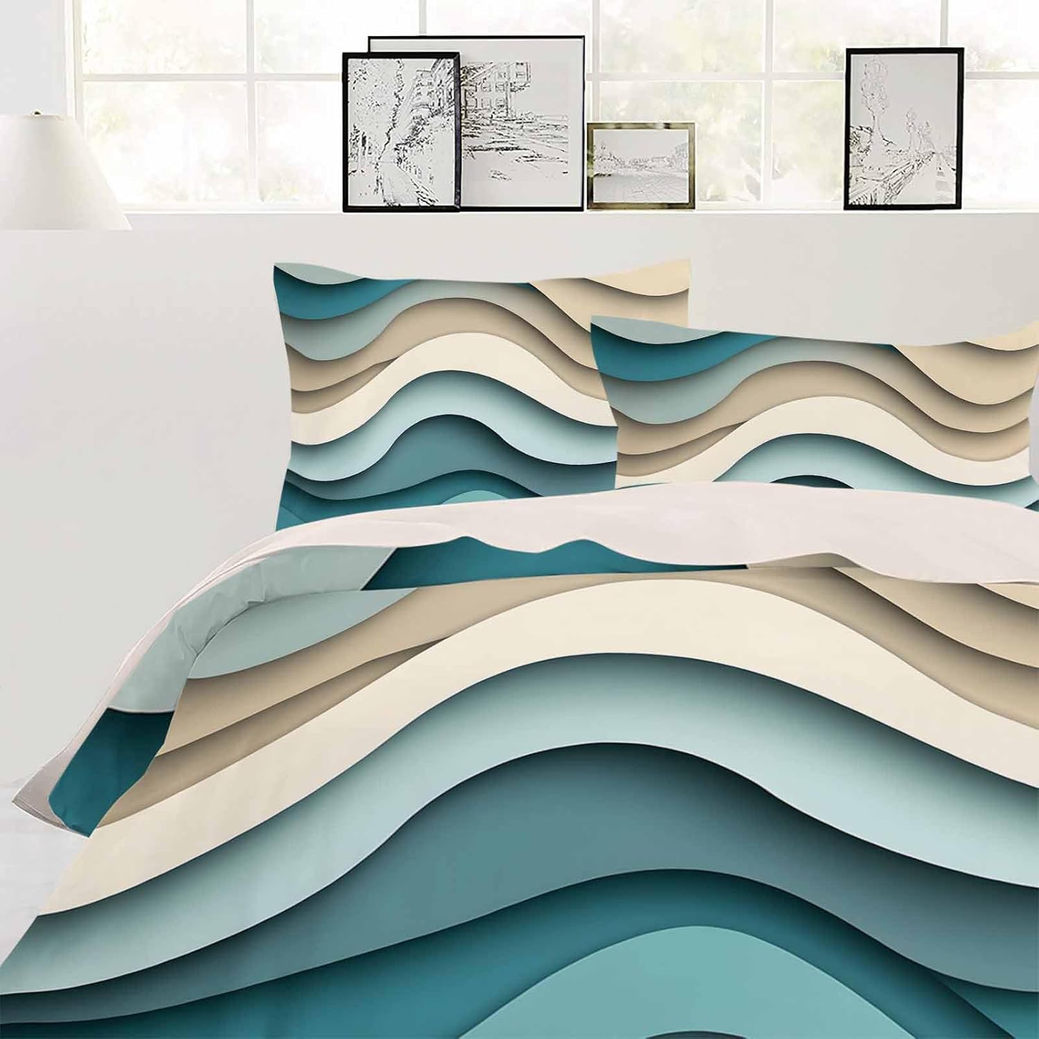 ZOE GARDEN Teal Brown Cal King Duvet Cover Set 1