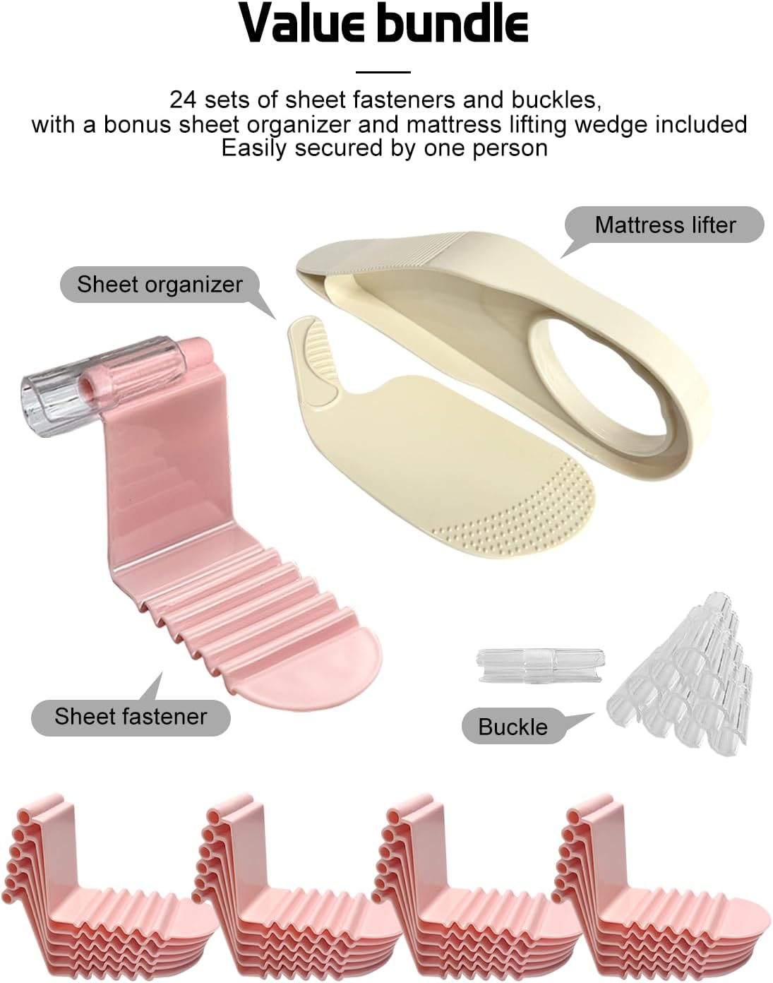 Fizzest Sheet Clips for 3 Beds 24 Straps and Clips Included