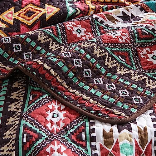 ENASAL Reversible Striped Bohemian Bedspread Set King Size