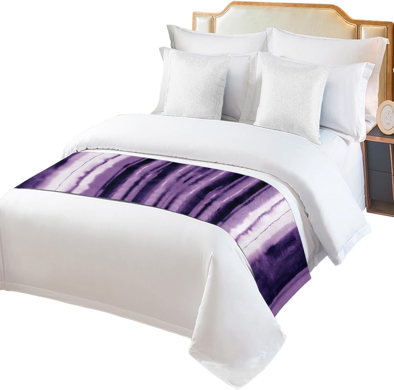 Sabolny Abstract Purple Bed Runner Scarf for Queen Full Size