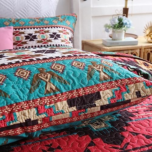ENASAL Reversible Striped Bohemian Bedspread Set King Size
