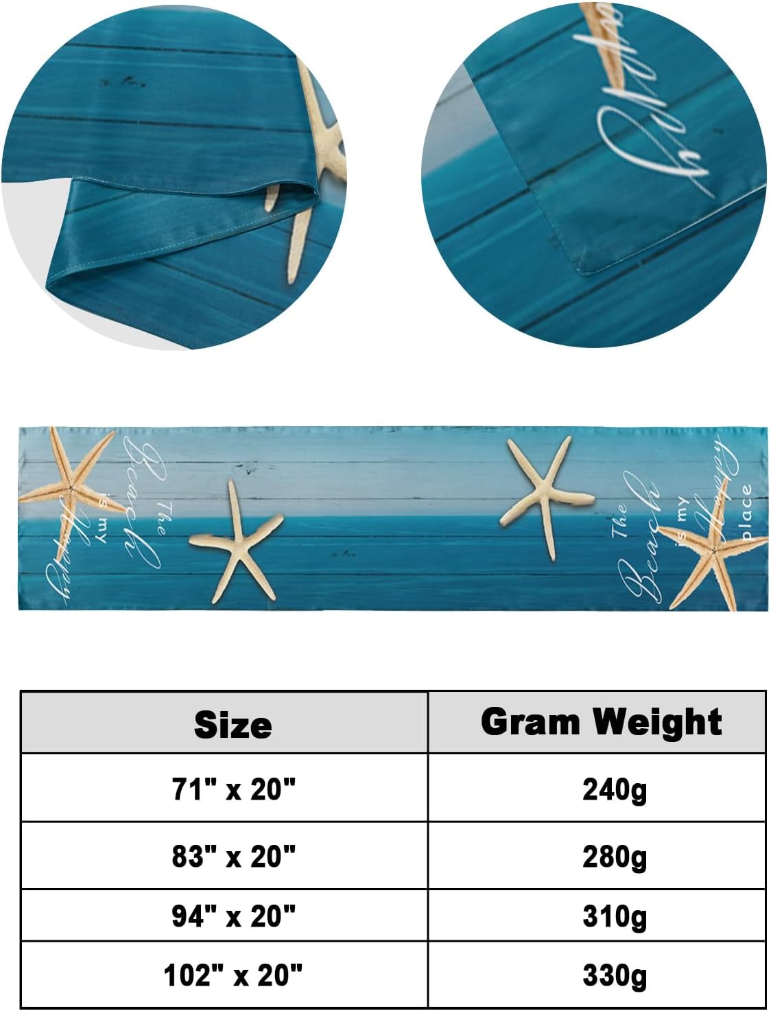 Litter Star King Bed Runner with Blue Gradient Wood Board Pattern