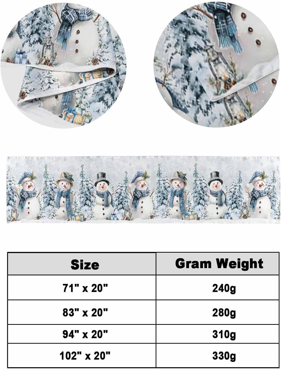 Chucoco Christmas Snowman Bed Runner Scarf for Twin Size Bed