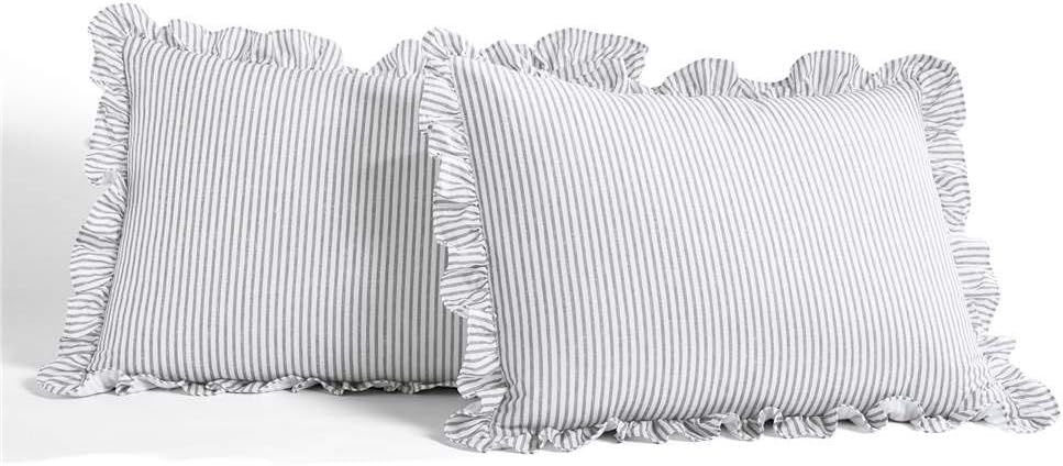 Lush Decor Gray Ticking Stripe Bedspread Set King 3 Piece