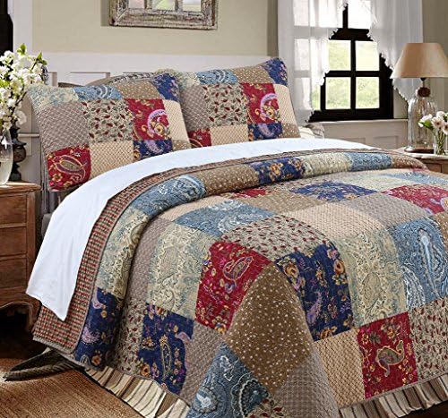 Cozy Line Brown Floral Reversible Quilt Bedding Set