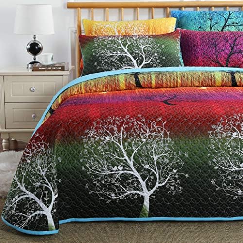 Swanson Beddings Rainbow Tree Quilt Set Queen 1