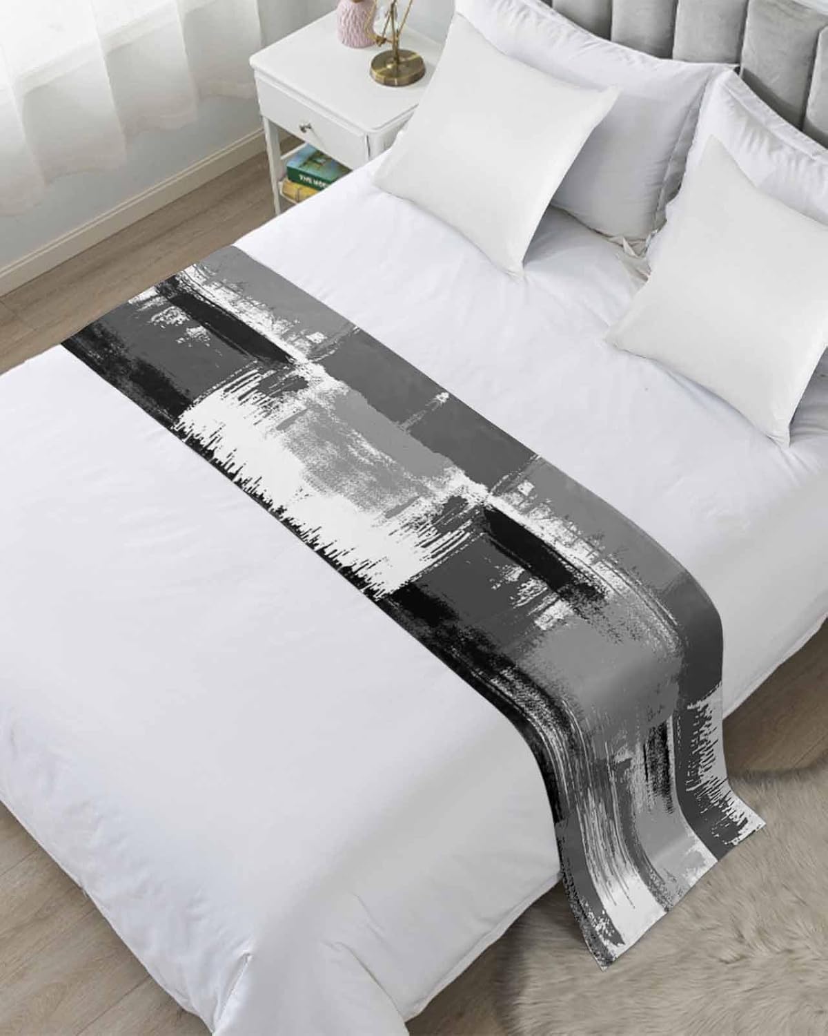 Homechoid Contemporary Grey Bed Runner for King Size Bed