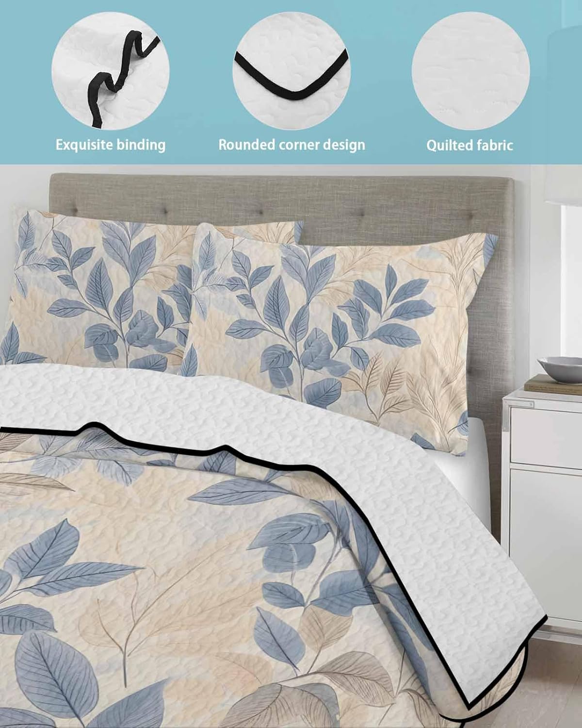 Chucoco Twin XL Quilt Set with 2 Pillow Shams 1