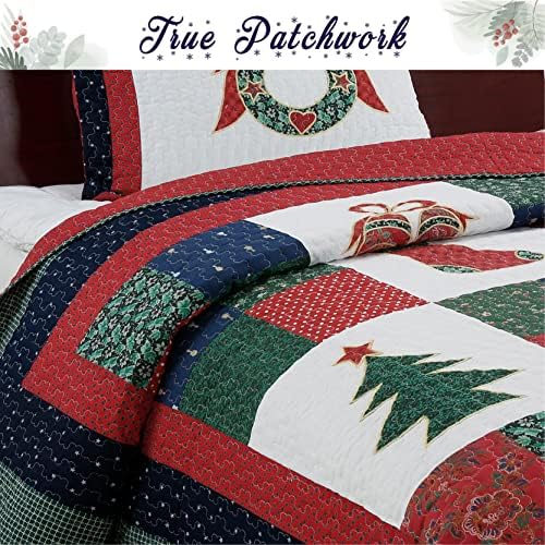 Cozy Line Christmas Patchwork Quilt Set Queen - 3 Piece