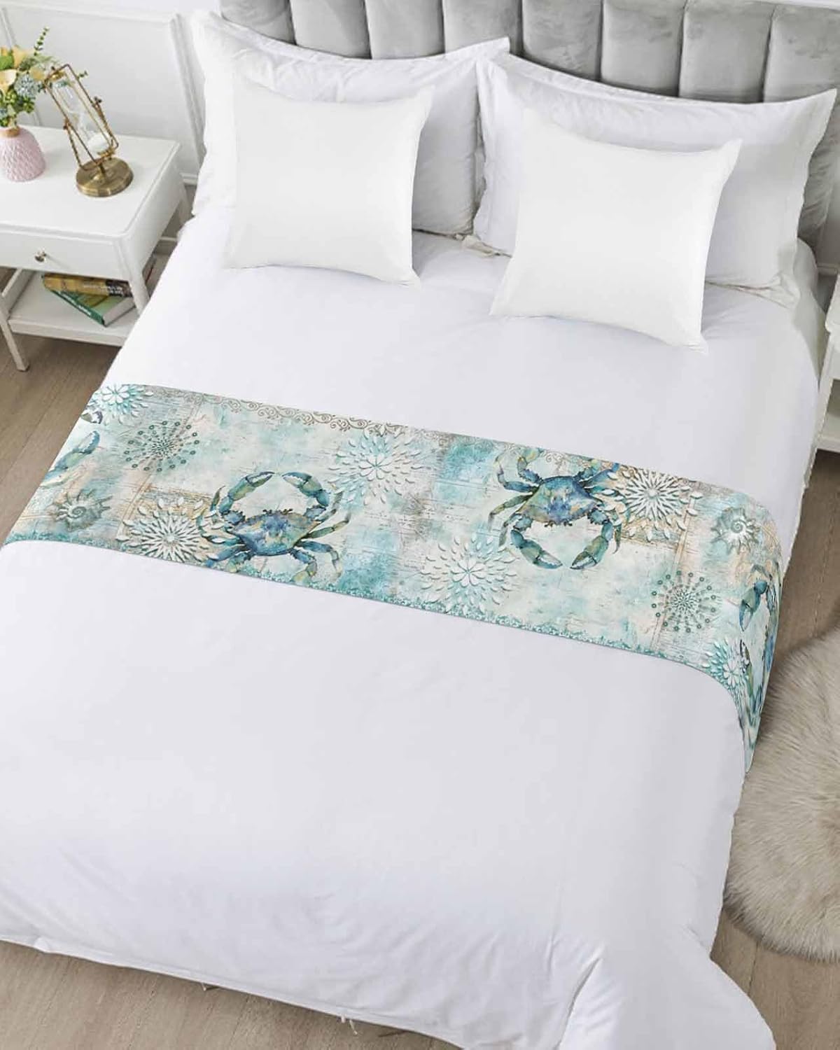 Sabolny Nautical Crab Bed Runner Scarf King Size