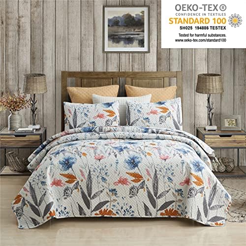JML Boho Floral King Size Quilt Set 3-Piece