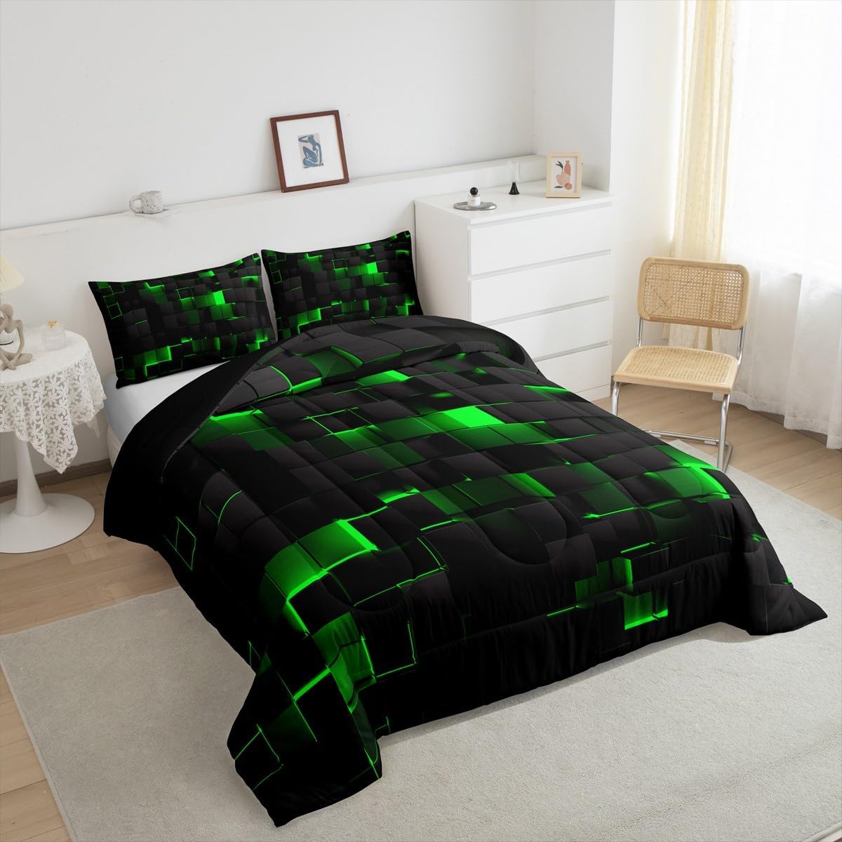 Erosebridal Queen Comforter Set Neon Geometric