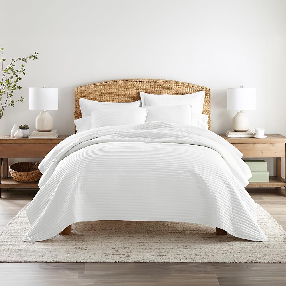 Linen Market Microfiber Quilt Coverlet Set Stripes Stitch
