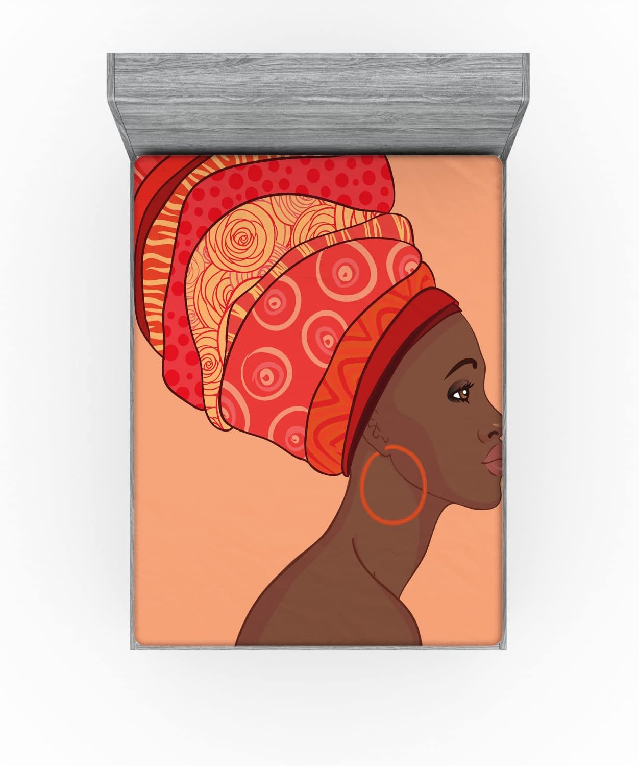 Ambesonne African Fitted Sheet Chocolate Salmon California King