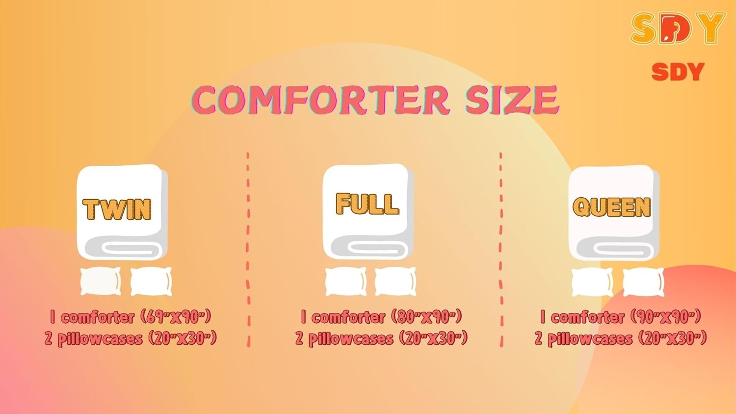 SDY 3PCS Rainbow Queen Comforter Set