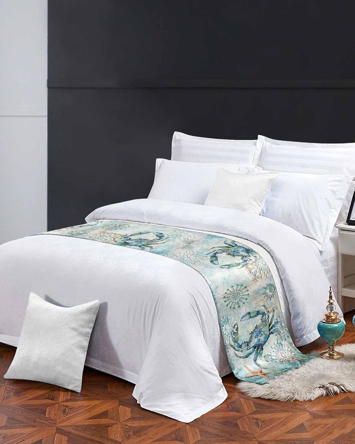 Sabolny Nautical Crab Bed Runner Scarf King Size