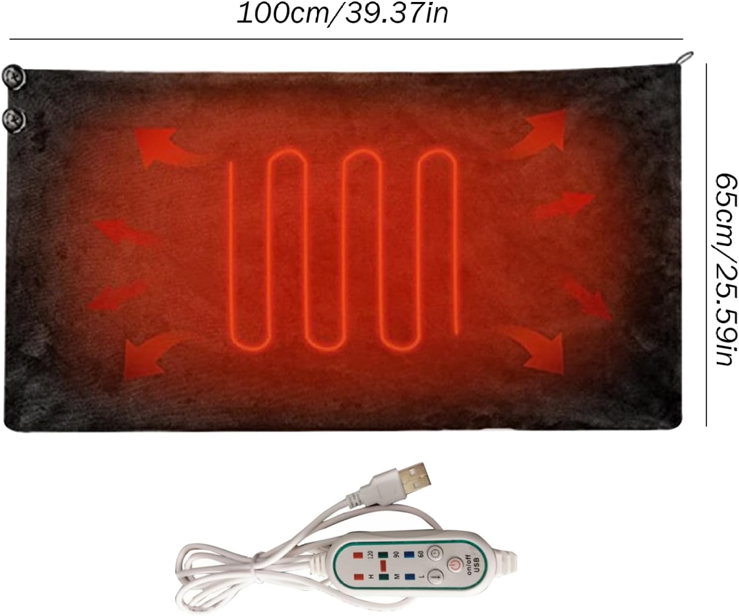 Muzrunq USB Heated Throw Blanket 3 Heat Settings 3 Timer Settings