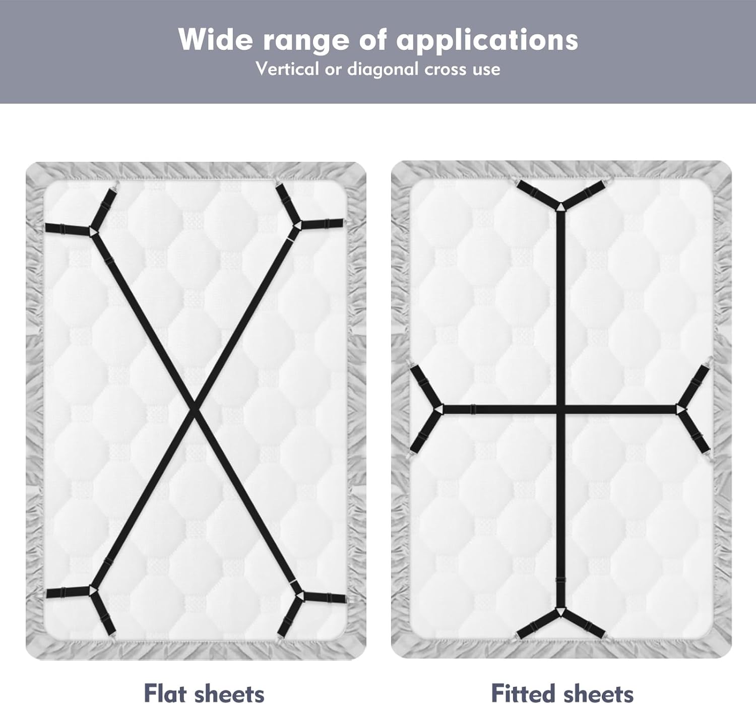 4 Pcs Adjustable Bed Sheet Straps for All Sizes