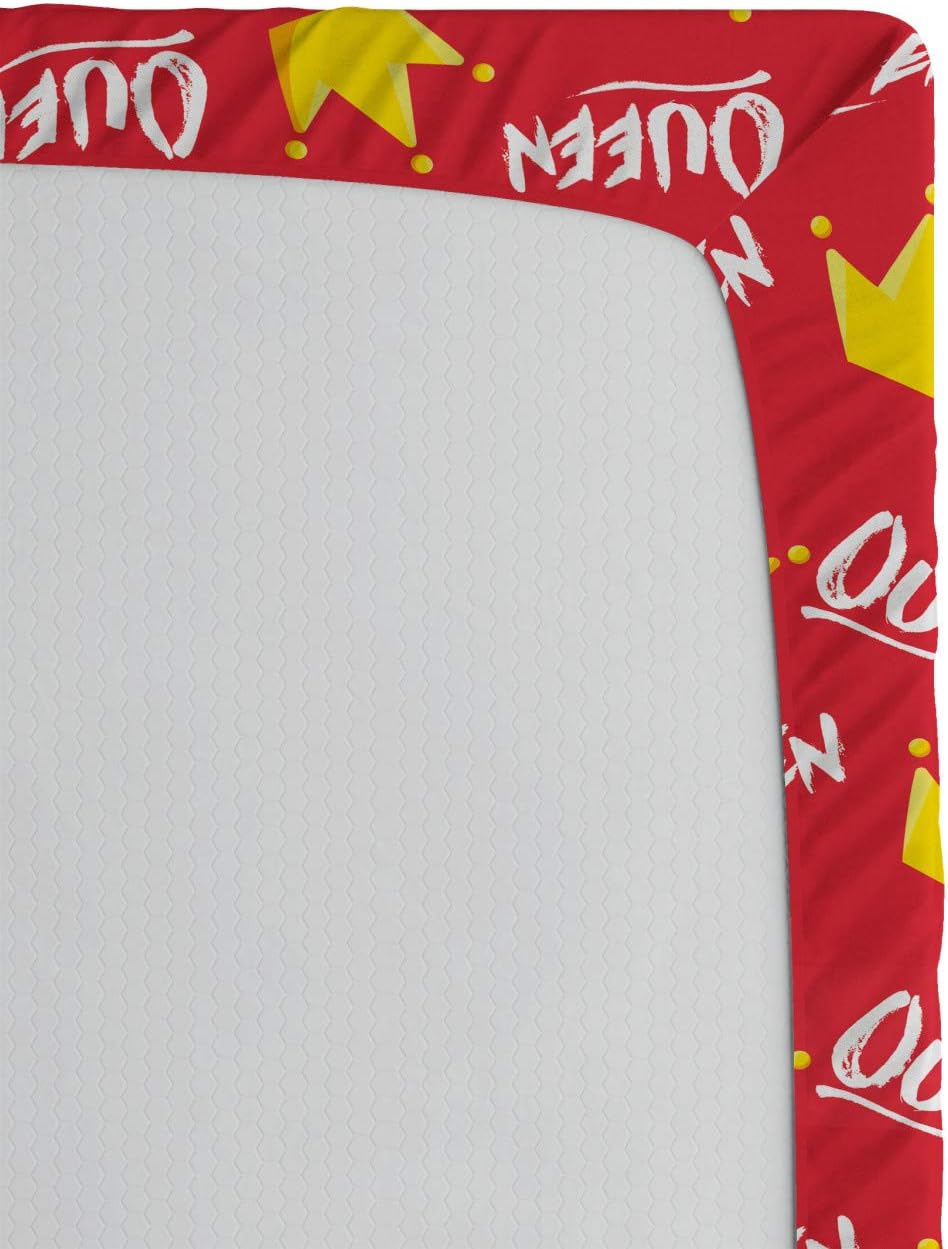 Ambesonne Queen Humour Fitted Sheet with Crown Design