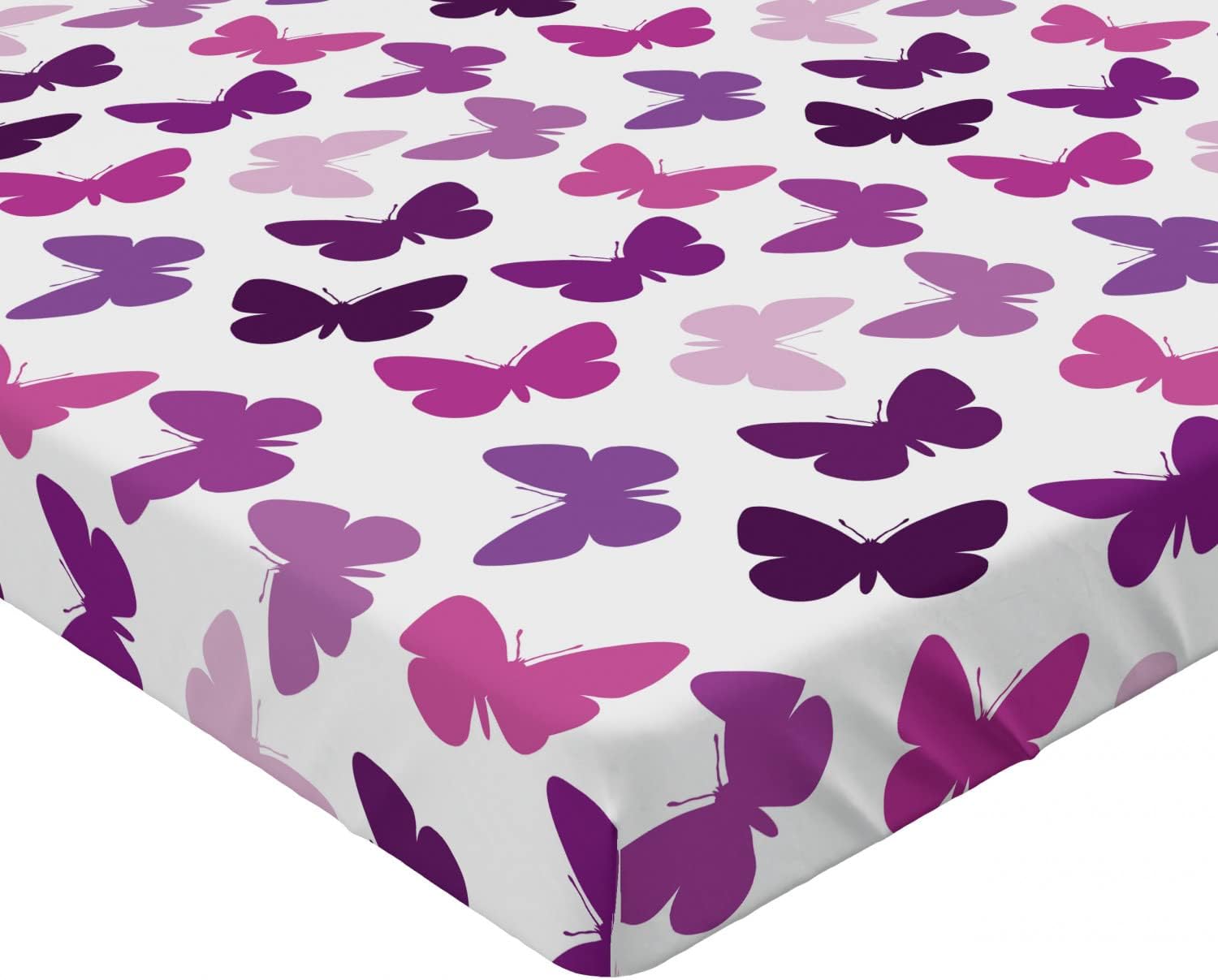 Ambesonne Butterfly Fitted Sheet Purple Lilac Pink California King
