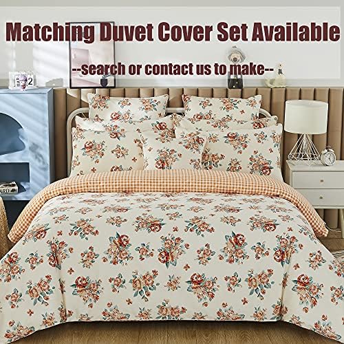 FADFAY Rose Beige Floral Shabby Bed Sheet Set 4Pcs