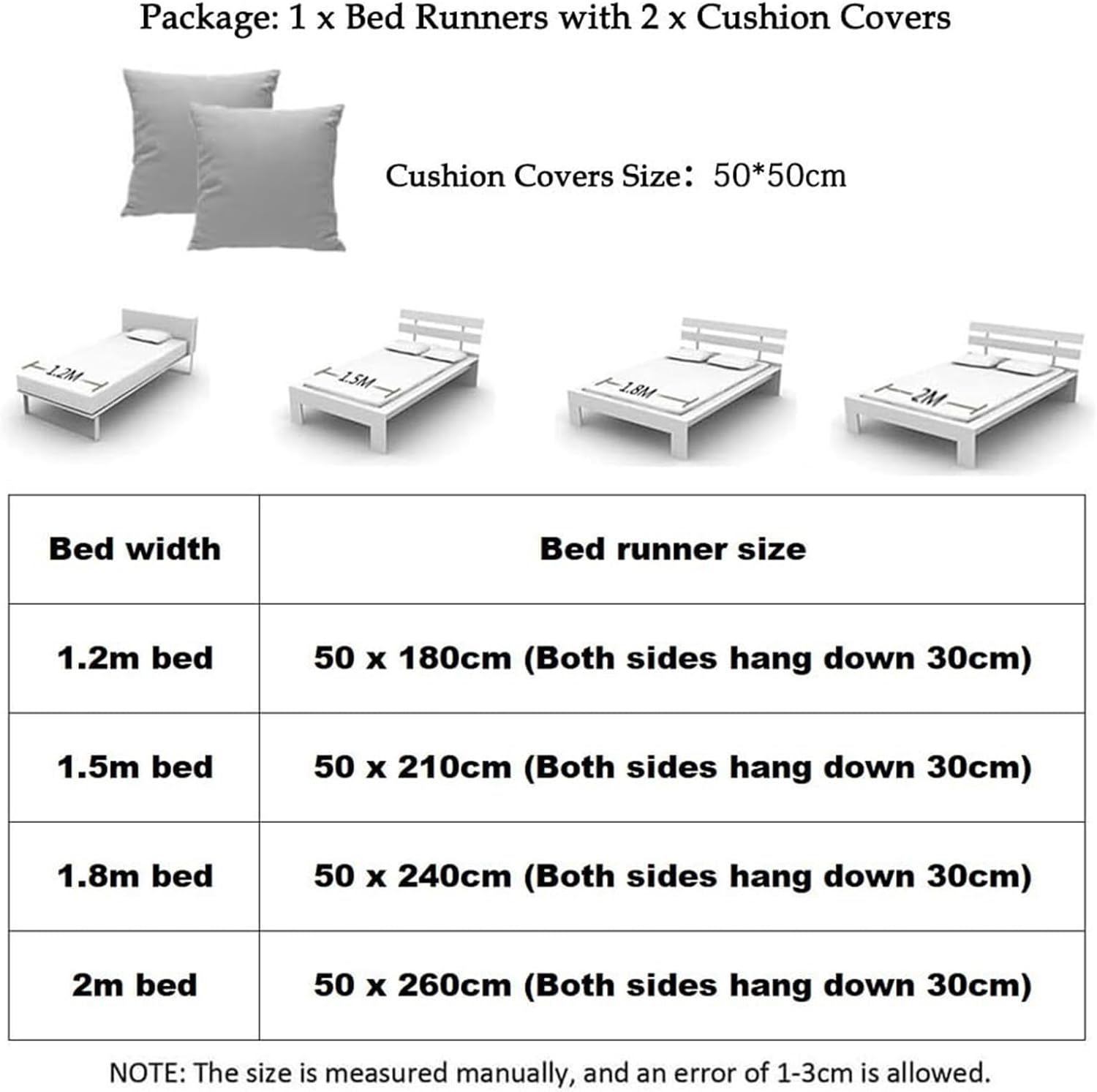 Blue Floral Bed Runner with Pillow Covers Set