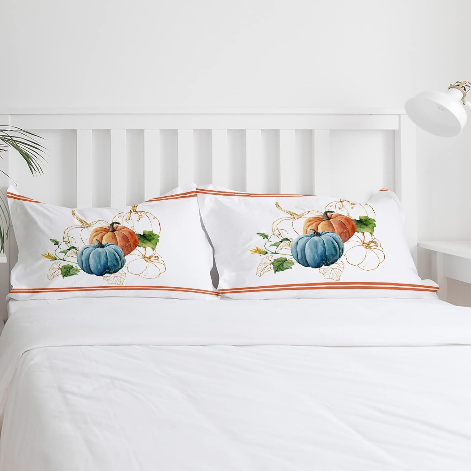 OComster Cal King Duvet Cover Set 3 Piece Pumpkin Striped