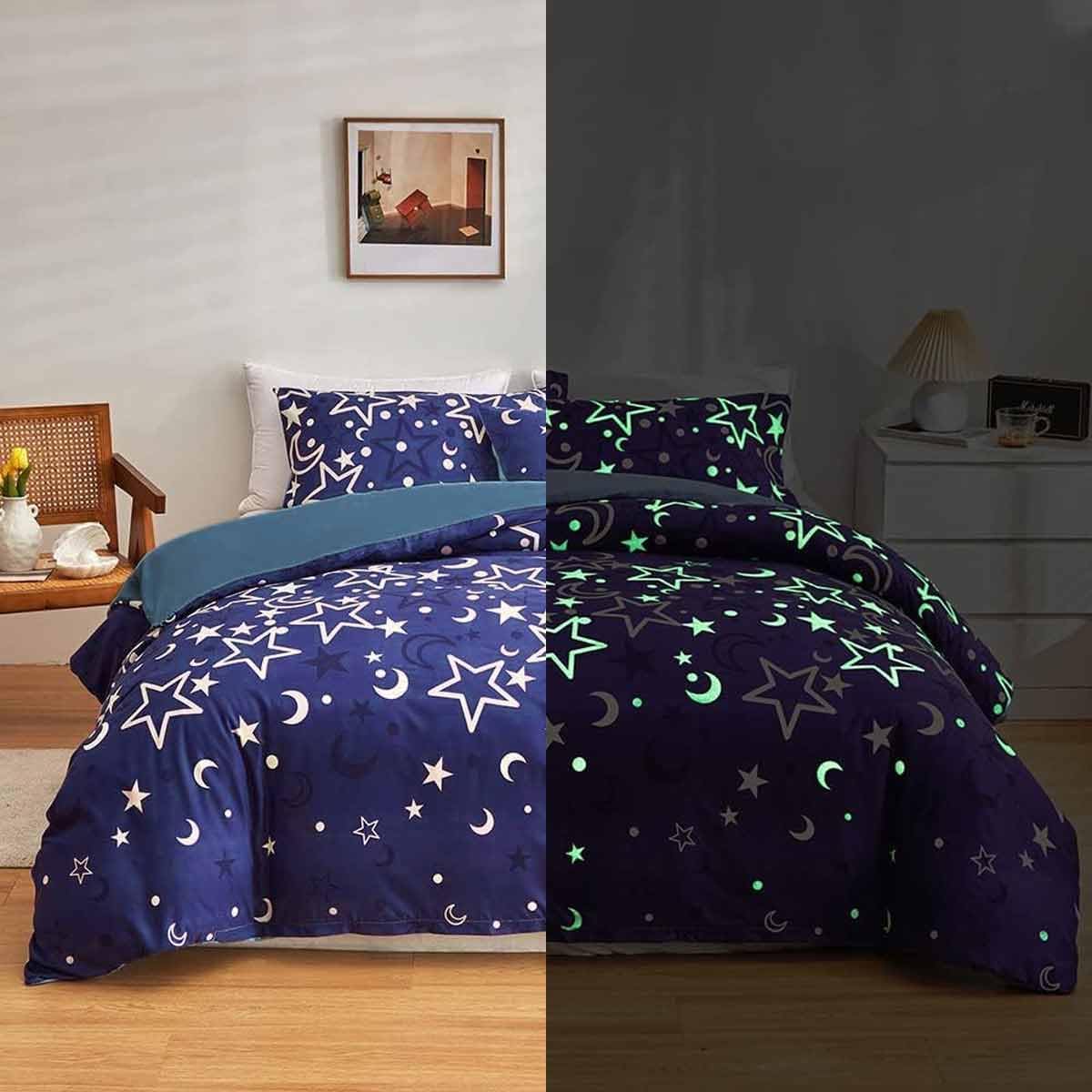 Feelyou Galaxy Glow in The Dark Duvet Cover Set