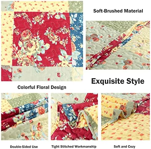 Cmfshape Summer Floral Queen Quilt Set