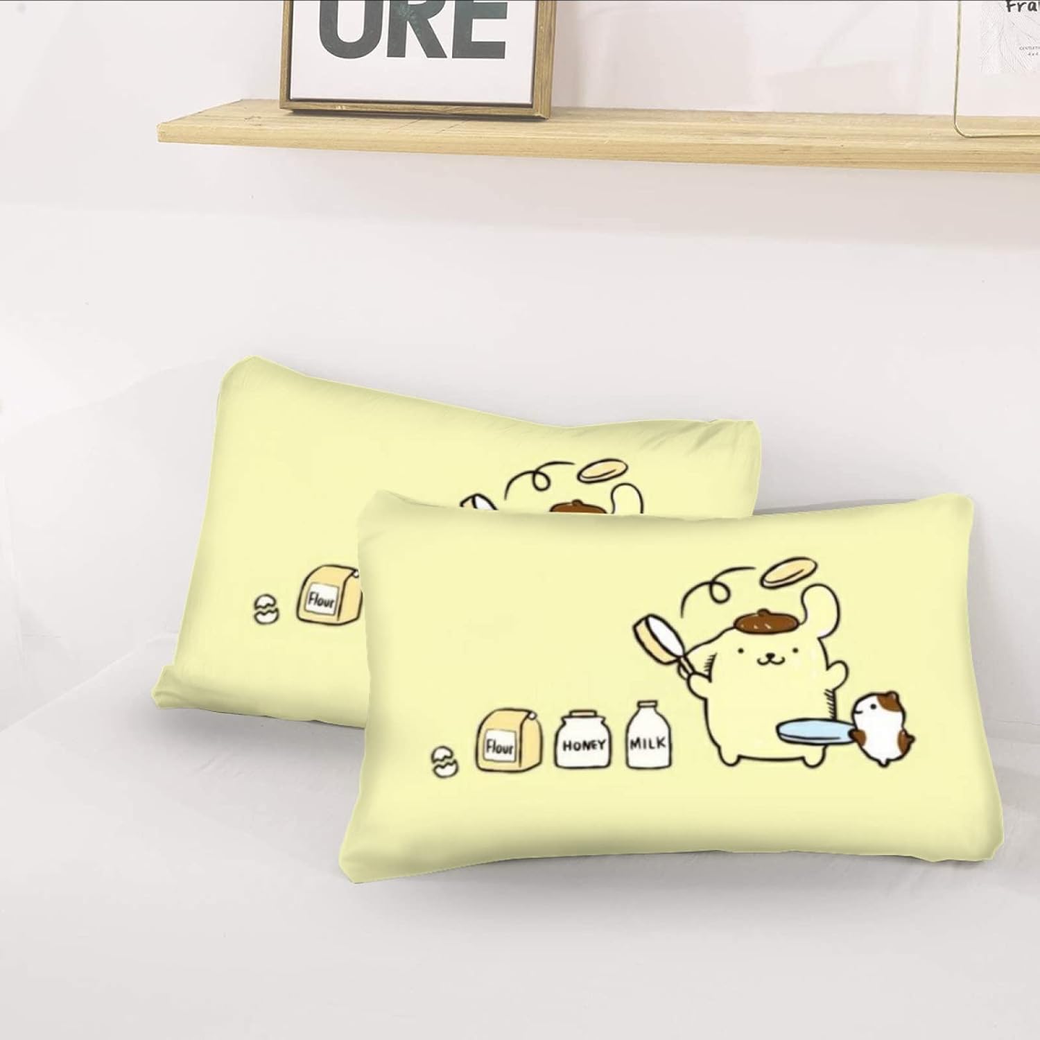 DIEZ Kids Anime Pompompurin Comforter Set with Macarons Pattern Yellow