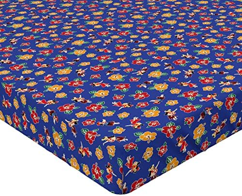 Ambesonne Hula Girl Fitted Sheet - Royal Blue Multicolor