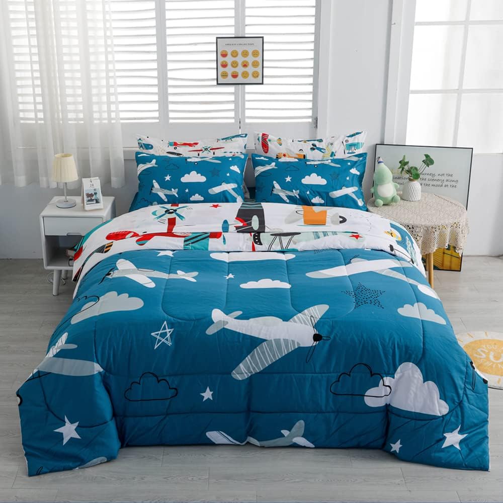 Yasida 7 Piece Airplane Bed in a Bag Set for Kids