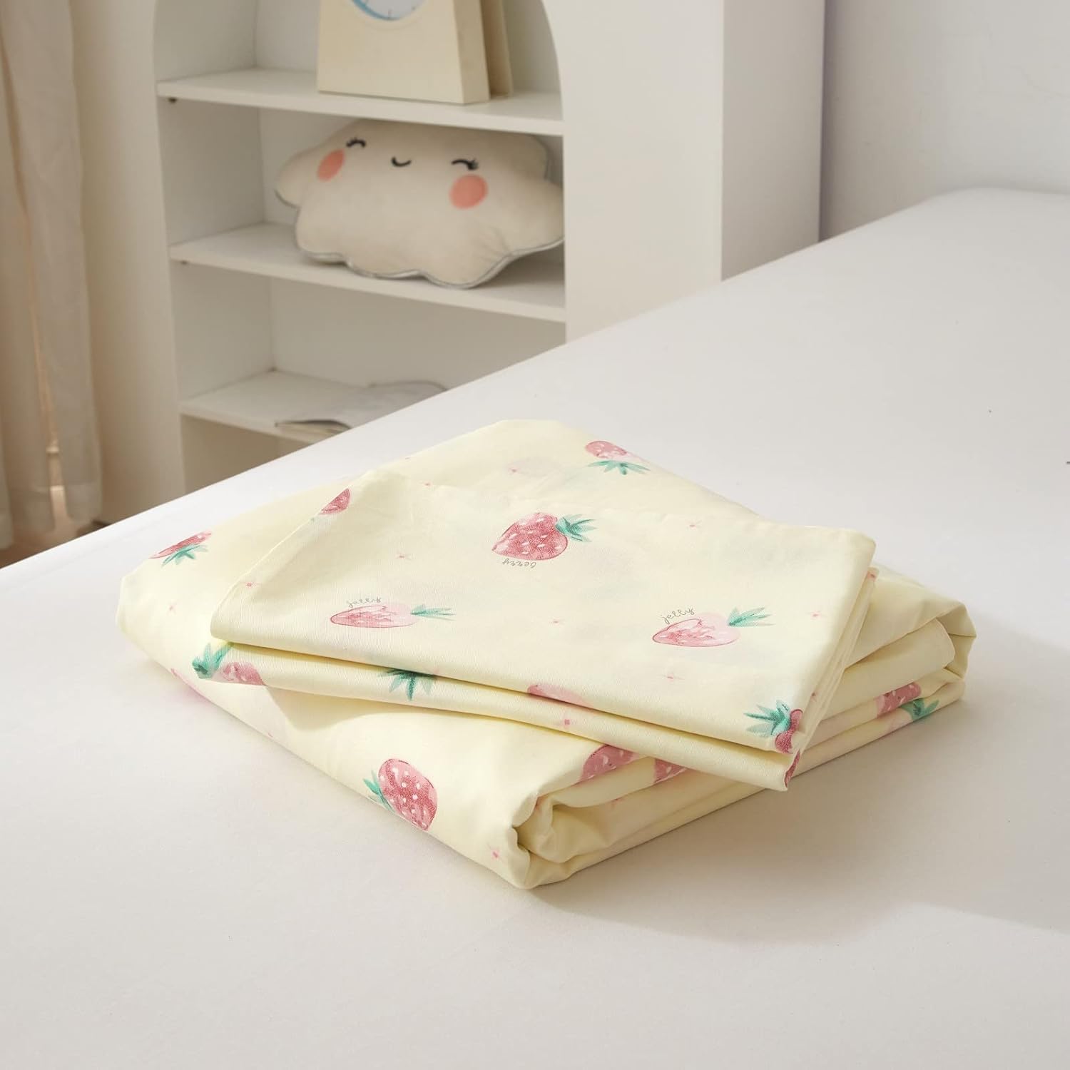 Bildenly Kids Duvet Cover Set Twin Kawaii Strawberry