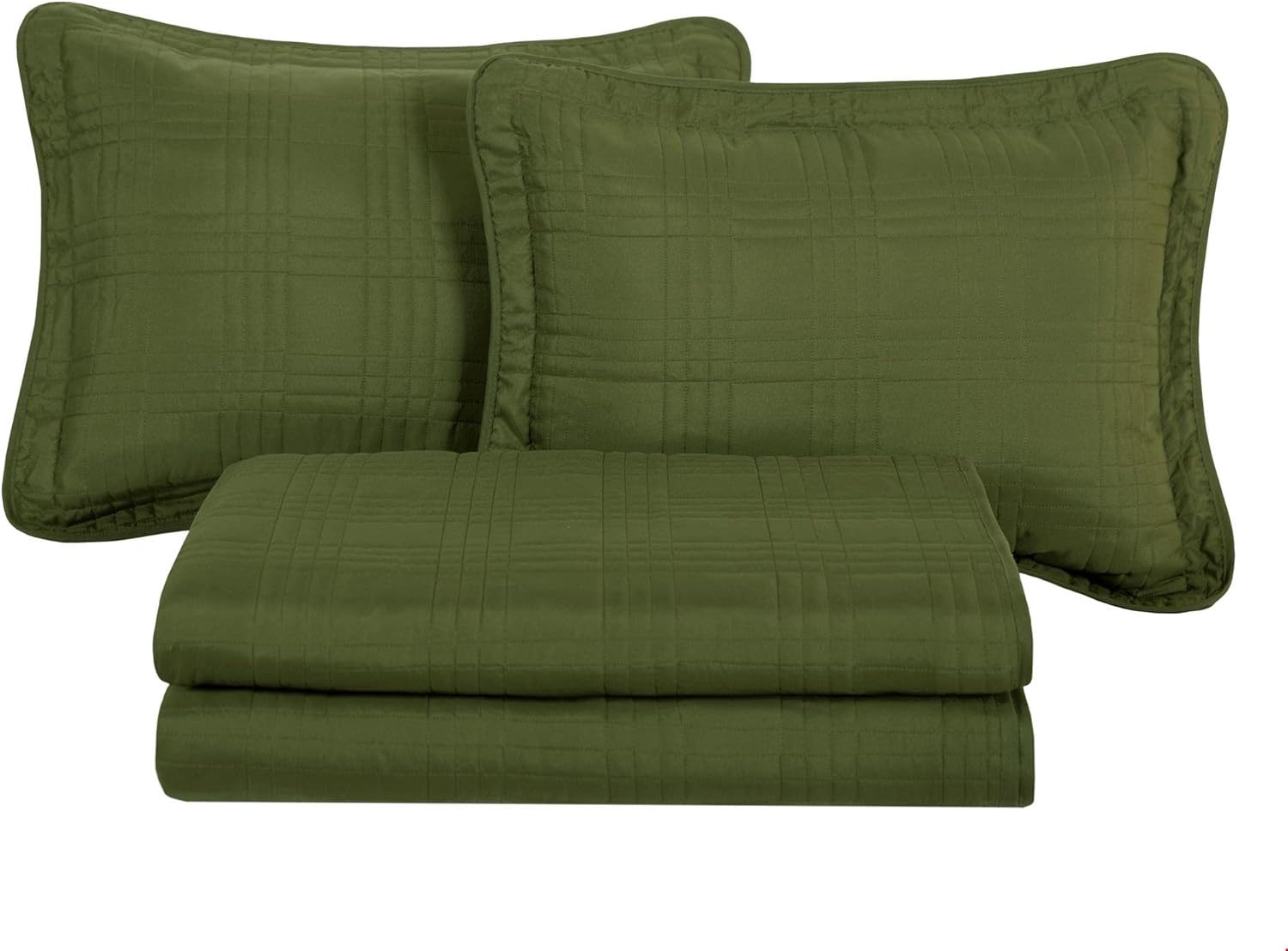 Chezmoi Collection Cypress Green Bedspread Set 3-Piece King Size