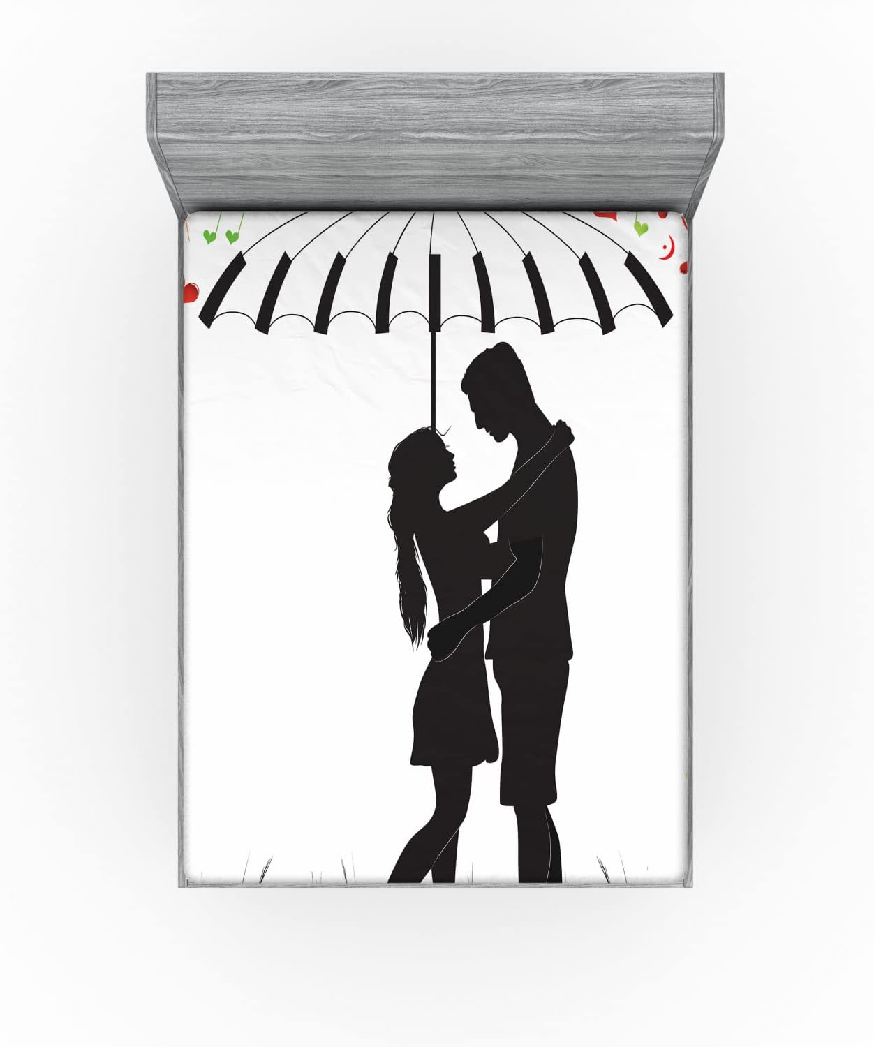 Ambesonne Umbrella Girl Fitted Sheet - Charcoal Grey