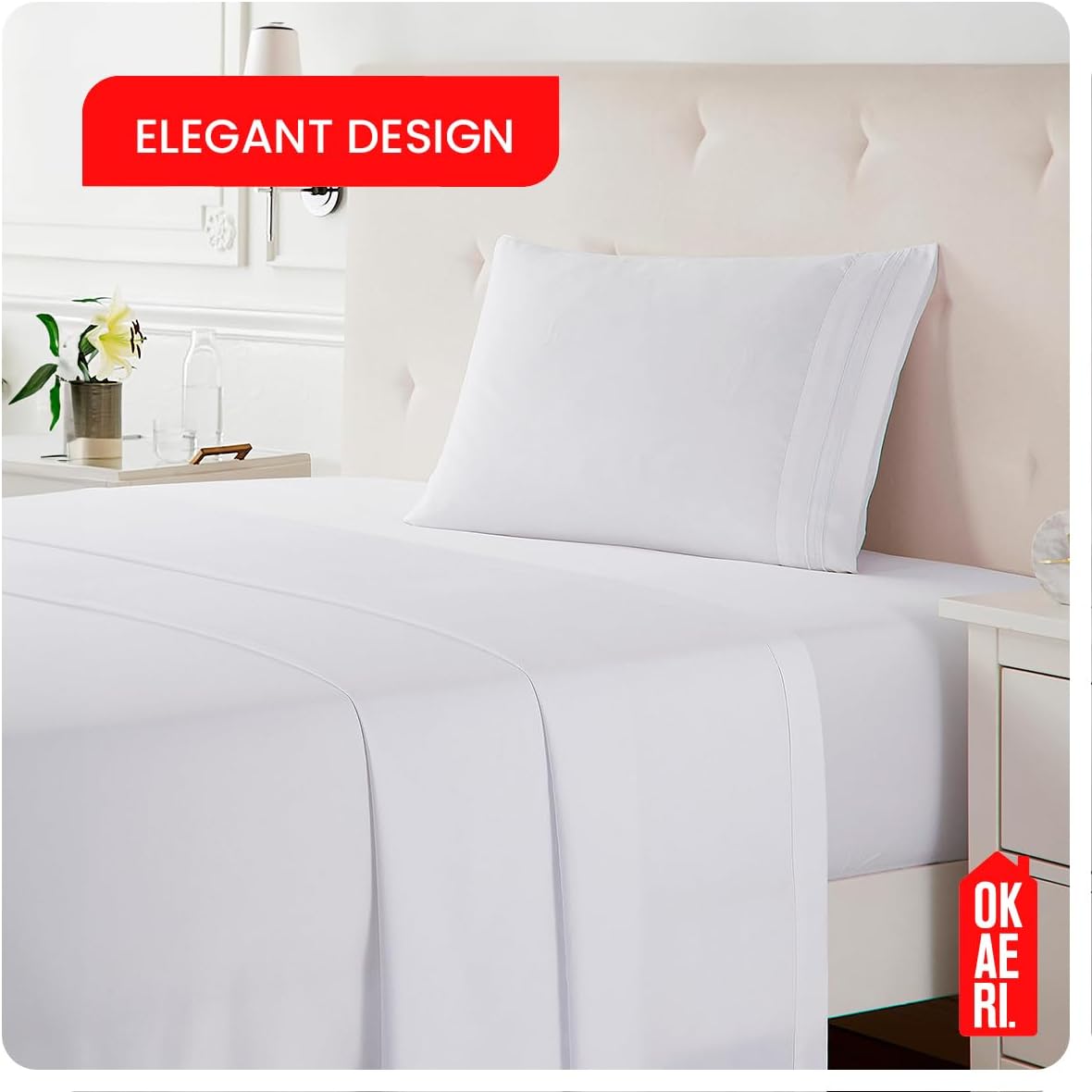 OKAERI Soft Bed Sheet Set Breathable Cool Silky
