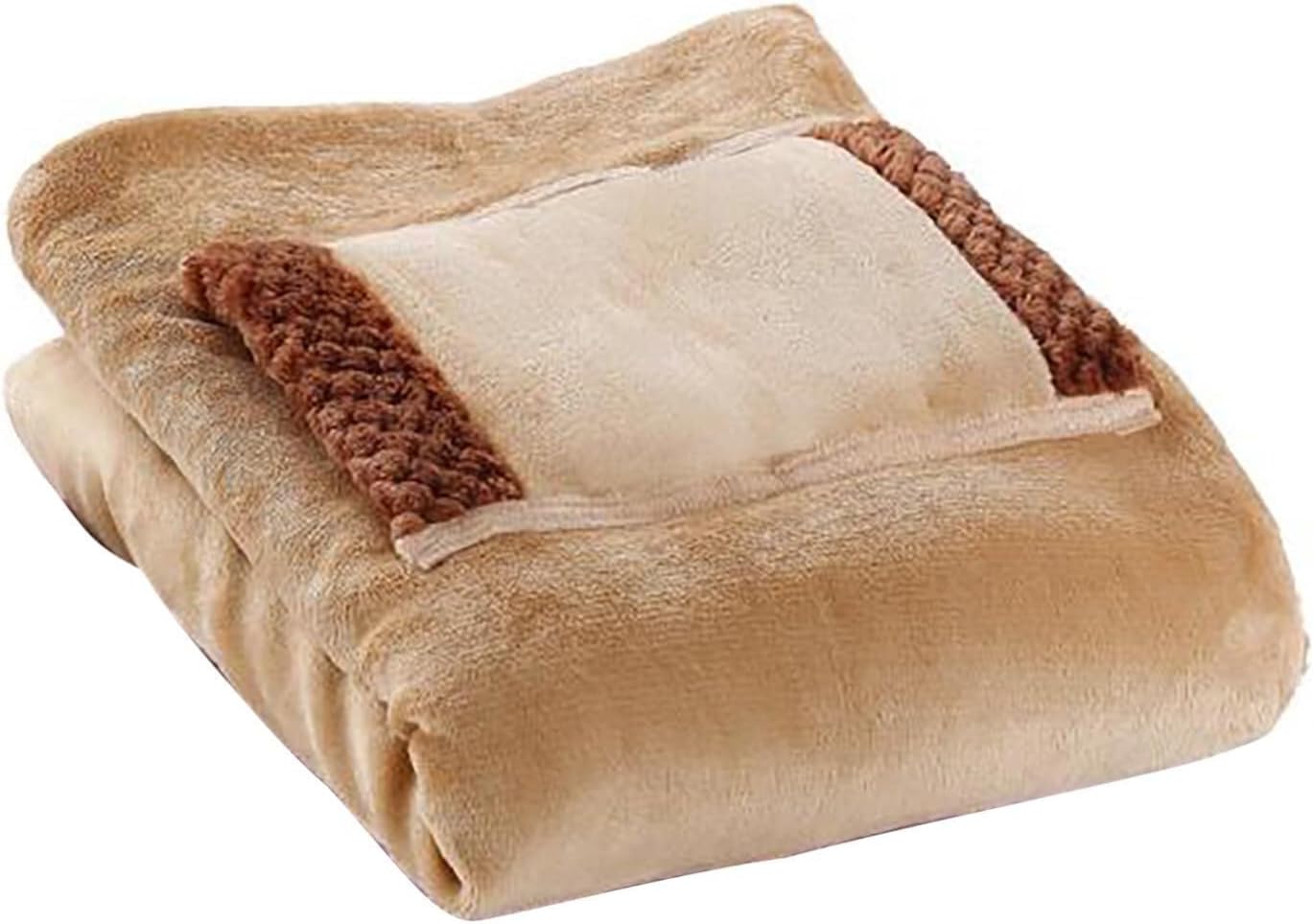 Electric Throw Blanket with USB Heating Thick and Soft Machine Washable Brown