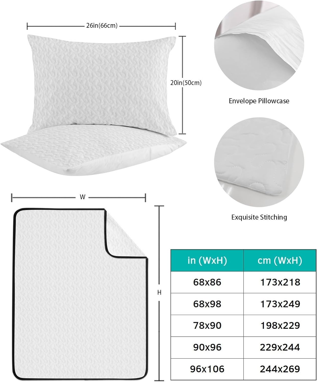 Chucoco Twin XL Quilt Bedding Set Watercolor Pattern