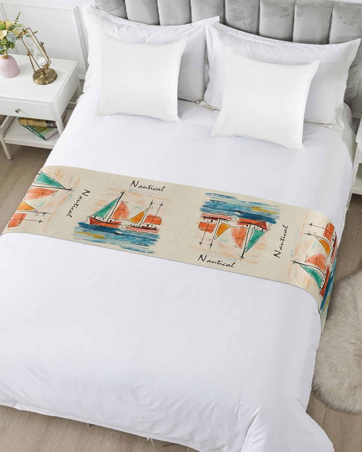 Homechoid Nautical Boat Bed Runner for Twin Size Bed