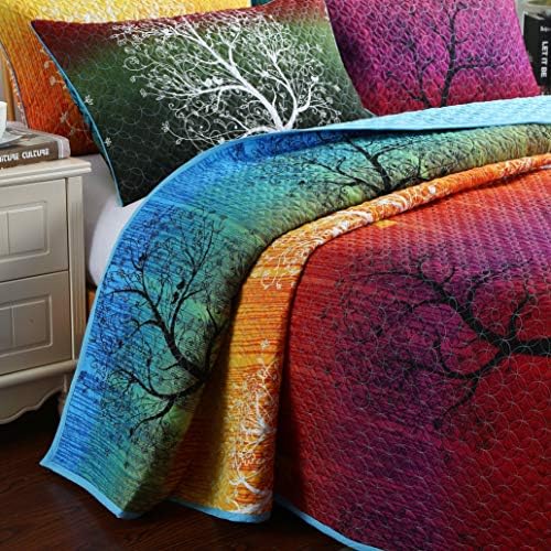 Swanson Beddings Rainbow Tree Quilt Set Queen 1