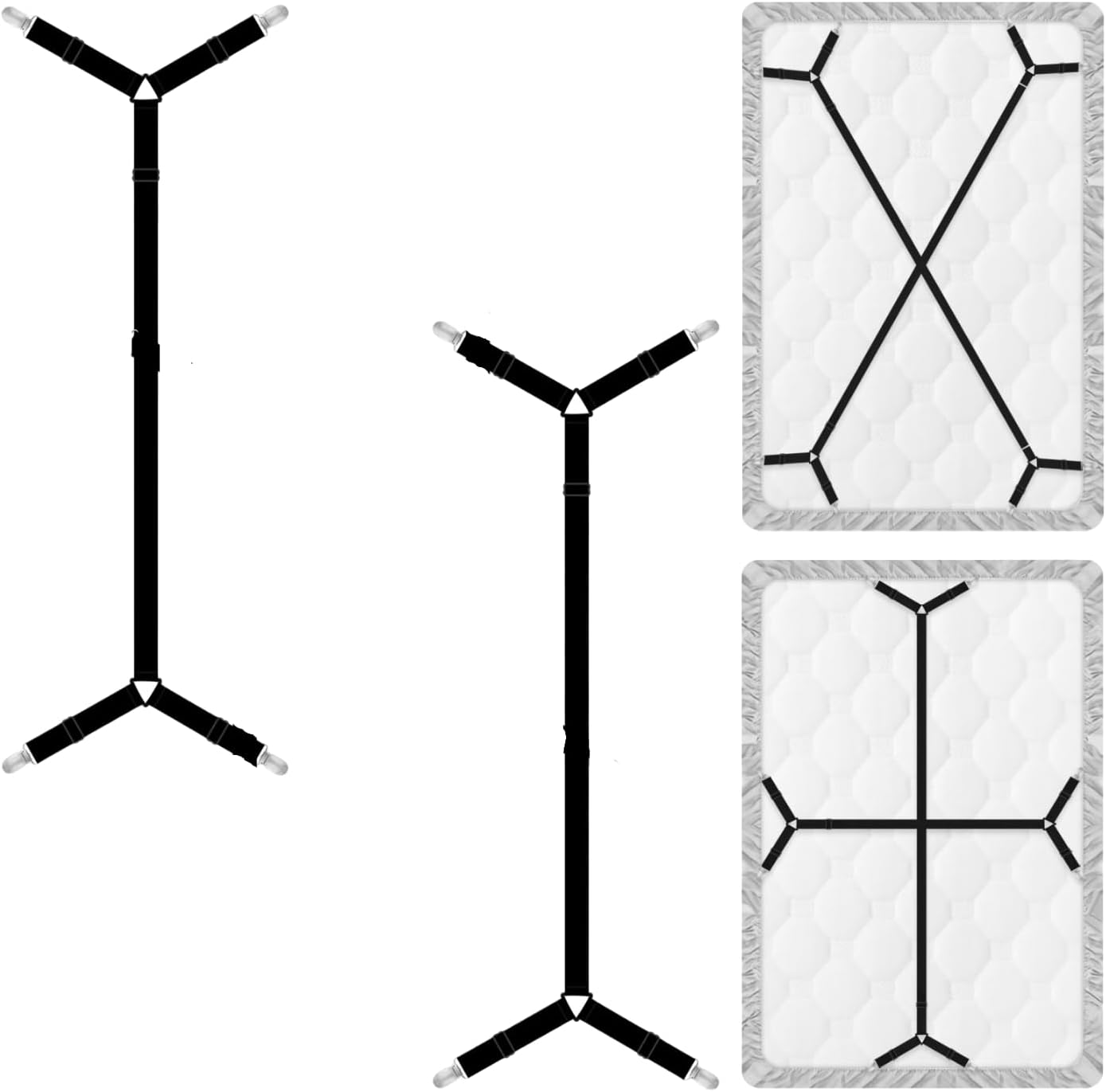 4 Pcs Adjustable Bed Sheet Straps for All Sizes