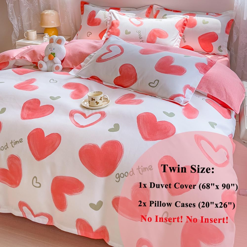 OranFran Kids Love Hearts Duvet Cover Set 3PCS