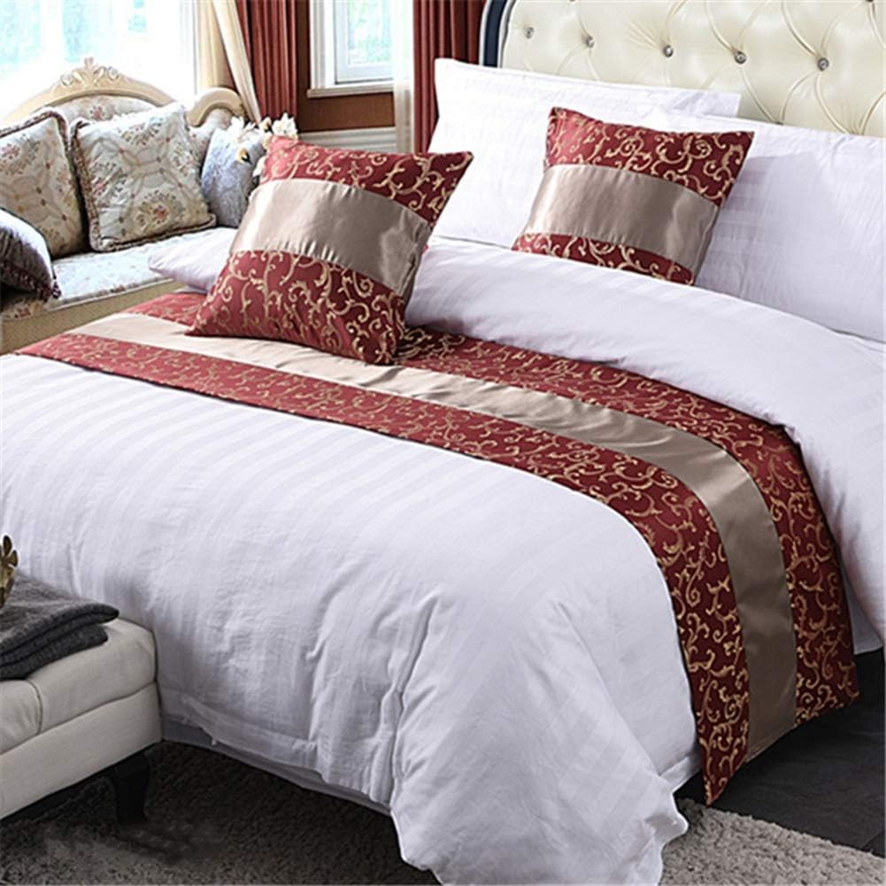 Twelve Red Floral Bed Runner Scarf Queen Size